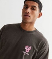 New Look Dark Grey Blossom Logo T-Shirt